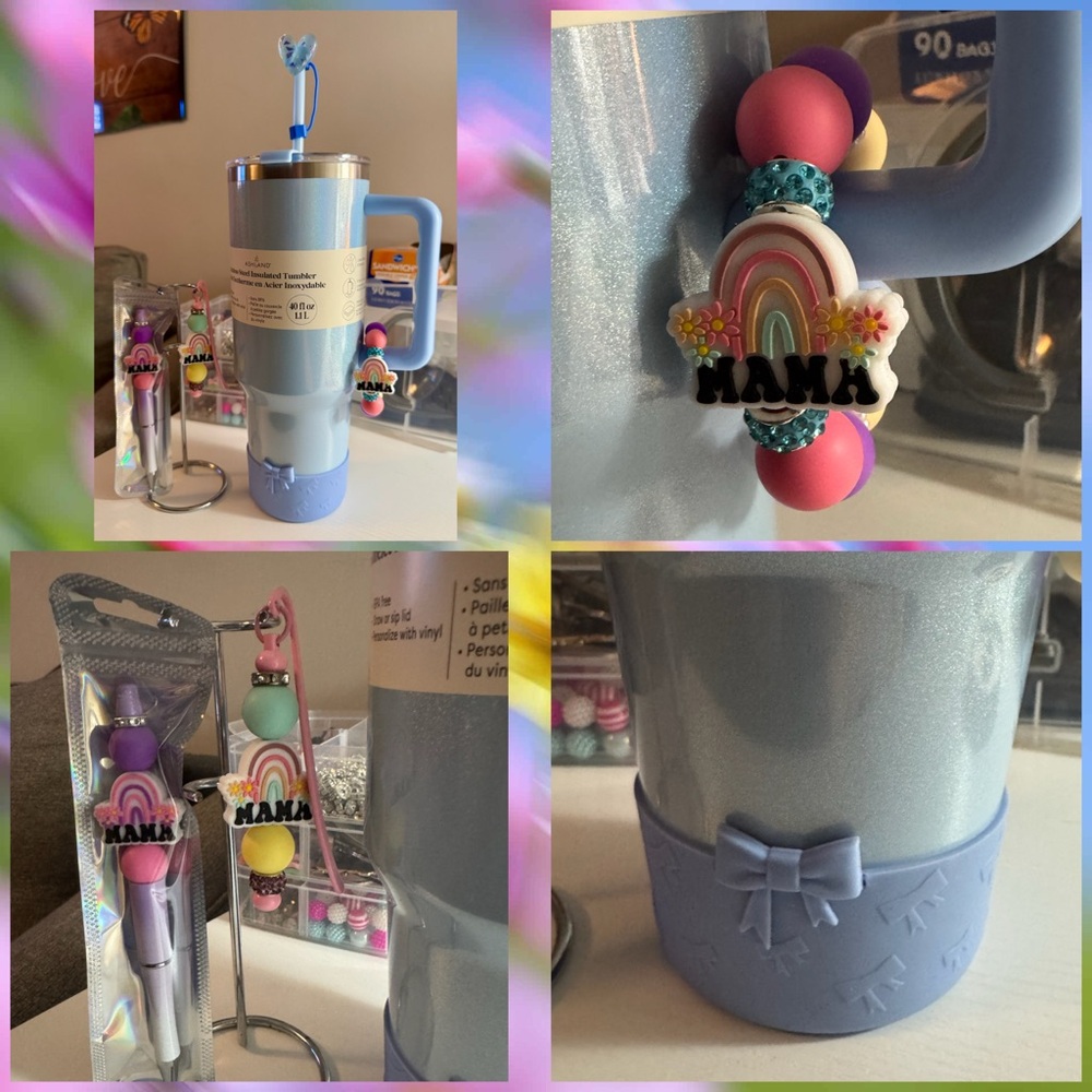 **Mothers Day**  40 oz light Blue tumbler Ashland: Mama theme